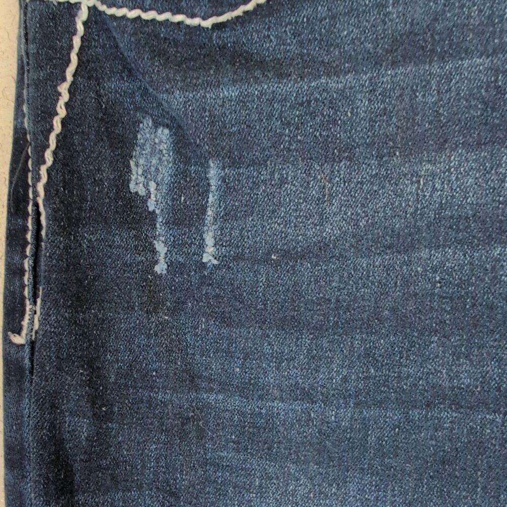 Rebel Jeans Women's 9/27 Distressed Jewel Flower Detail Wide Leg Mid Rise Dark - Picture 6 of 15